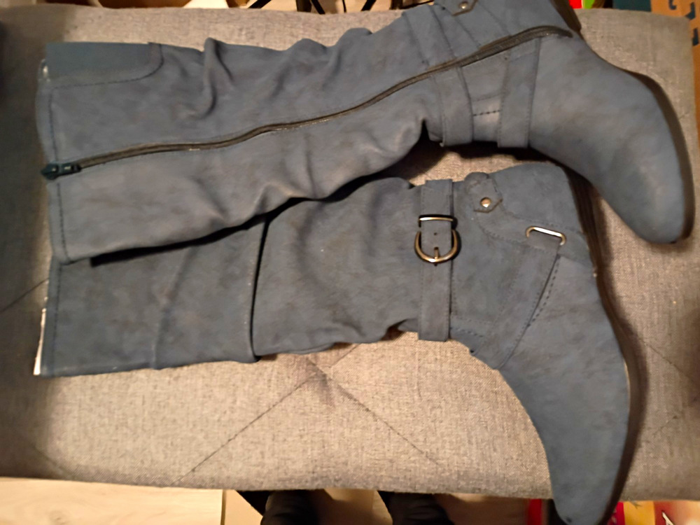 Cliffs by White Mountain Fairfield Navy Suede Knee-High Riding Boots Side Zip 5